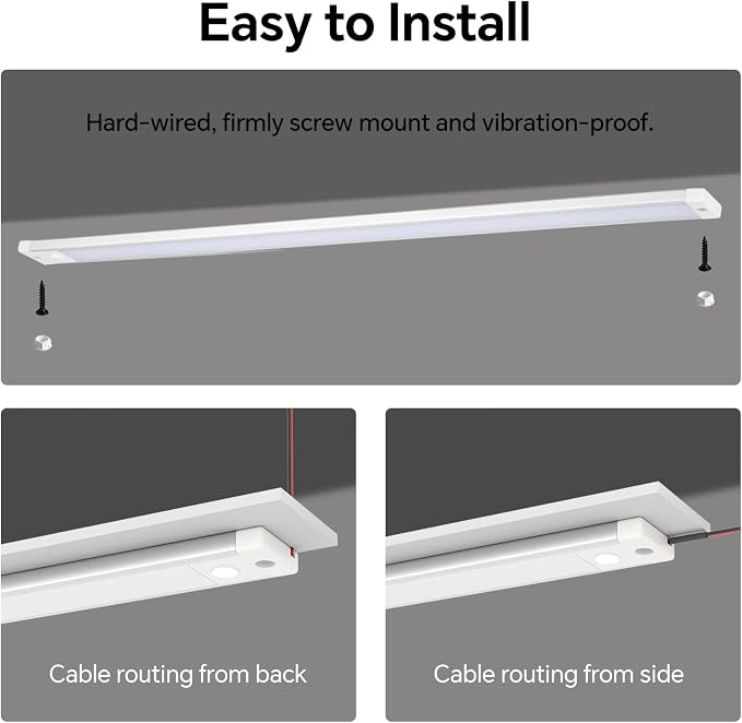 acegoo RV Interior Light Bar, 12V LED Light Strip (Warm White, 12inch-2PCS) | Sleek Design, Integral Dimmer Switch & Red Night Light. For Motorhome Camper Trailer Countertop Under Cabinet Lighting