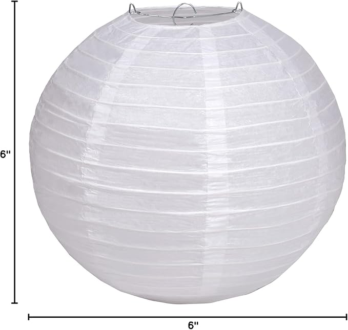 Pack Of 3 Round Paper Lanterns Lamp Wedding Birthday Party Decoration (White, 6"/15CM)