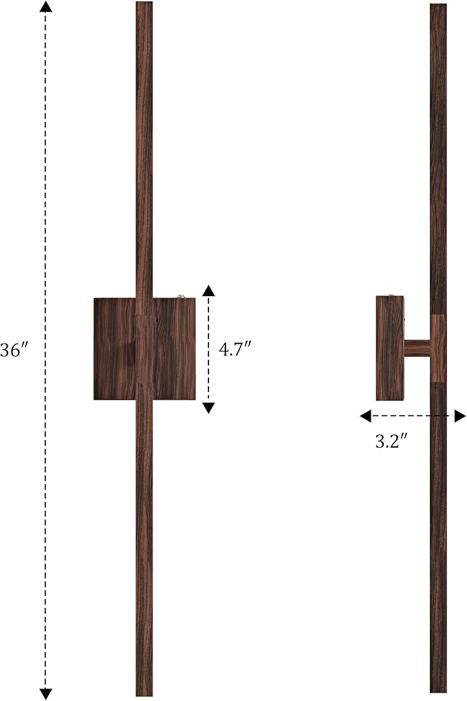 Rayogale Walnut Battery Operated Wall Sconce with Remote Control 36 Inch | 3000/4500/6000K Dimmable 8000mAh Wireless Rechargeable Wall Sconces Set of Two with Timer for Living Room, Bedroom, TV