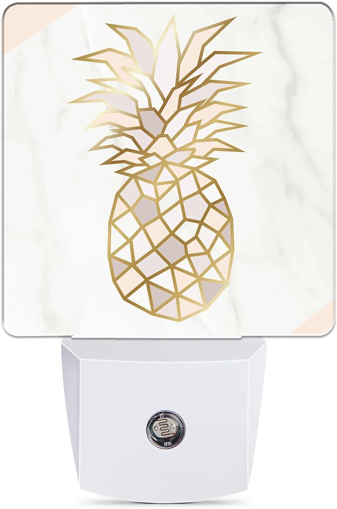 Rose Gold Pineapple Dusk to Dawn Night Light, Auto Sensor Lamp Home Indoor Stairway Kitchen Corridor, Night Lights Plug into Wall Decor, Boys Girls Women Men Room Gifts