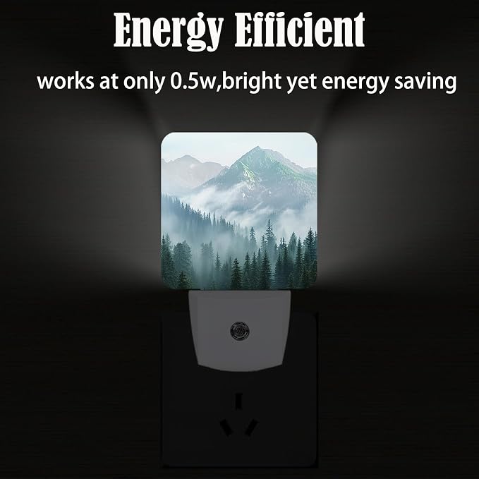 Mountain Forest Night Light,Plug Into Wall with Dusk to Dawn Light Sensors, Warm Nightlights for Bedroom, Bathroom, Hallway, Kitchen, Gifts Ideal for Boys Girls Women Men
