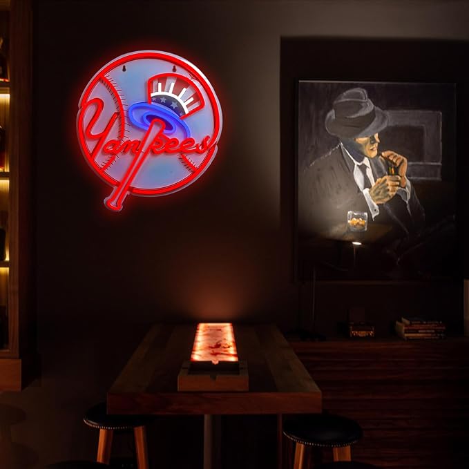 AHlove Neon Signs for Wall Decor，Baseball Team Neon Lights for Bedroom，LED Signs Suitable for Man Cave，Birthday、Father's Day and Christmas Gifts for Man 13 * 15Inch