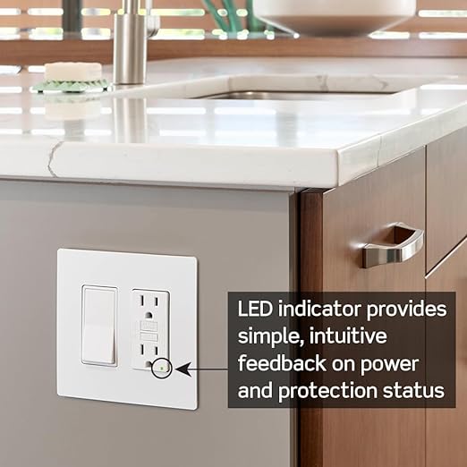 Leviton GFCI Outlet, 15 Amp, Self Test, Tamper-Resistant with LED Indicator Light, Protection from Electric Shock and Electrocution, GFTR1-E, Black (Pack of 10)