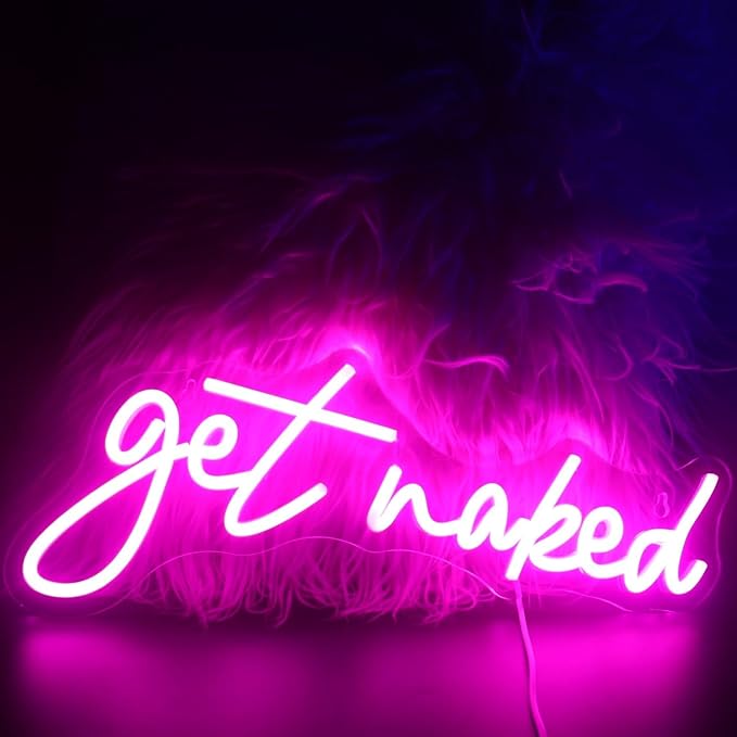 QiaoFei Led Get Naked Neon Sign Letters USB Powered Neon Lights for Room Home Bar Art Wall Decor Party Window Living Room Decor Christmas' Gift (Pink)