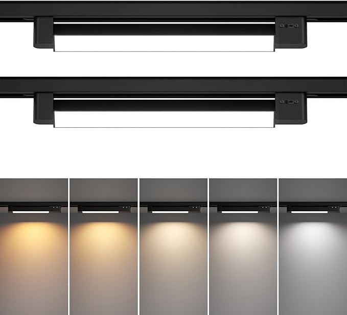 5 Color Linear H Track Lighting Heads H Type Track Light Heads Dimmable LED Track Lighting Fixtures Ceiling Spotlight, H Style Track Heads for H Track Lighting Rails - Black CRI90 25W 2 Pack