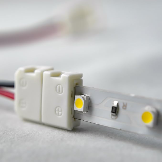 HitLights LED Light Strip Connector, 8mm Single Color 3528-6 Inch Any Angle Strip to Strip, 4 Pack