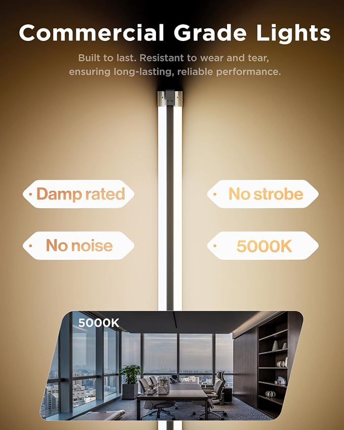 Sunco 6 Pack LED Shop Lights 4FT, Plug in Linkable, White, 40W=150W | 5000K Daylight, 4500LM, Frosted Lens, Pull Chain, Hanging/Surface Mount, 48 Inch Utility Light Fixture for Garage, Workshop