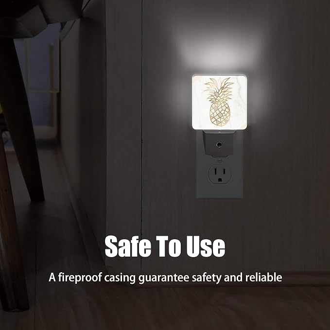 Rose Gold Pineapple Dusk to Dawn Night Light, Auto Sensor Lamp Home Indoor Stairway Kitchen Corridor, Night Lights Plug into Wall Decor, Boys Girls Women Men Room Gifts