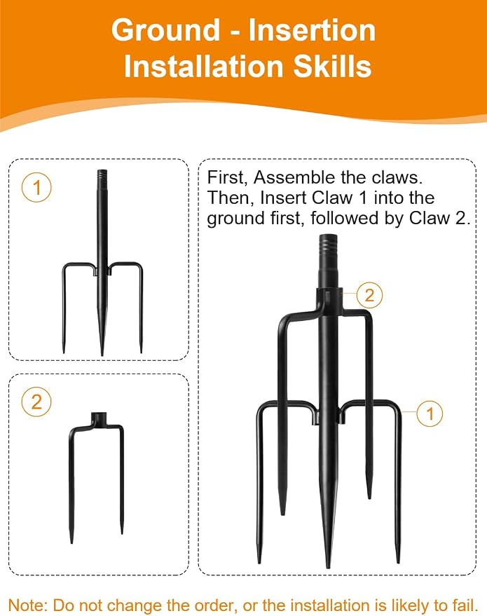 10 Pack String Light Poles for Outside with Ground Stakes and Fence Clips | Adjustable 7-section metal patio light poles for string lights and lanterns; for garden, patio, backyard and outdoor decor.