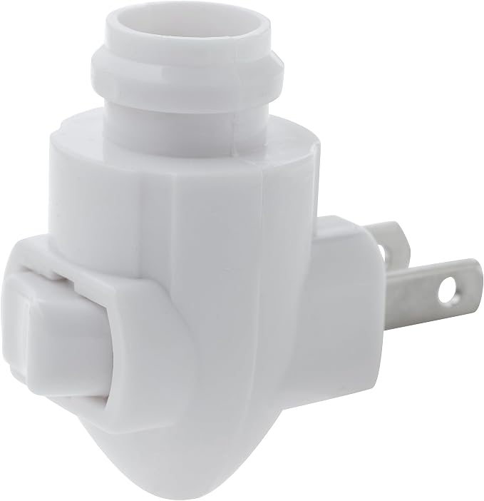 Plug in Night Light Module Includes 4 Watt Bulb, White Plastic, Great for Making Your Own DIY Decorative Night Lights, Pack of 4