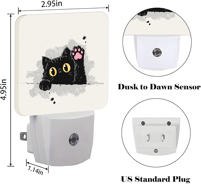 Funny Paw Night Light,Plug-in Nightlights Auto Sensor Night Lamp Dusk-to-Dawn Lamp Home Decor for Nursery Children Girls Boys