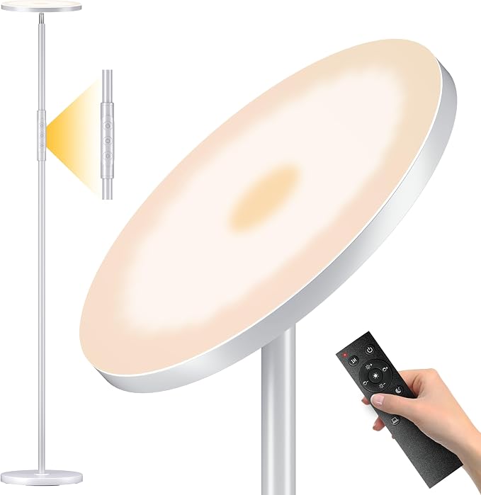 69" LED Floor Lamp, 3600LM Torchiere Modern Standing Lamp for Living Room | 350W Equivalent, Stepless Dimming 2700K-6500K, Remote & Touch Control, Super Bright, Floor Lamp for Living Room Bedroom, Gray