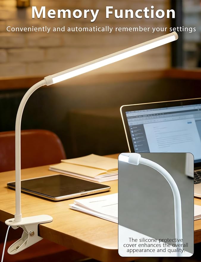 2 Pack LED Clip On Reading Light,Desk Lamp with Clamp,Curved Monitor Light Bar,Bedside Table Lamp for Home Office Bedroom Dorm Study Workbench Task Lighting,Eye Caring Computer Screen Lamp
