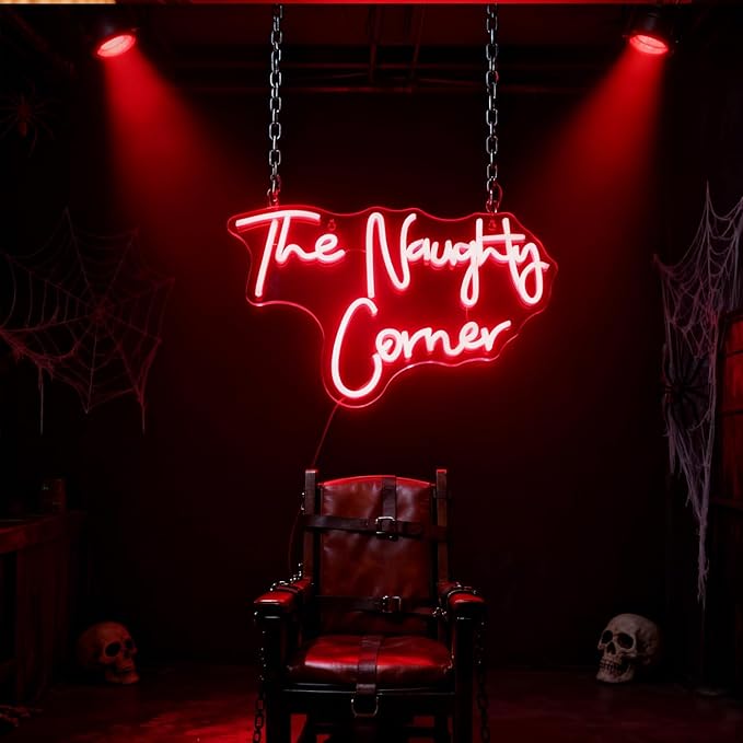 QiaoFei LED "The Naughty Corner" Neon Sign Word/Letters USB Powered Neon Lights for Girls Room Home Bar Art Wall Decor Party Window Living Room Decor Birthday Christmas' Gift(Red)
