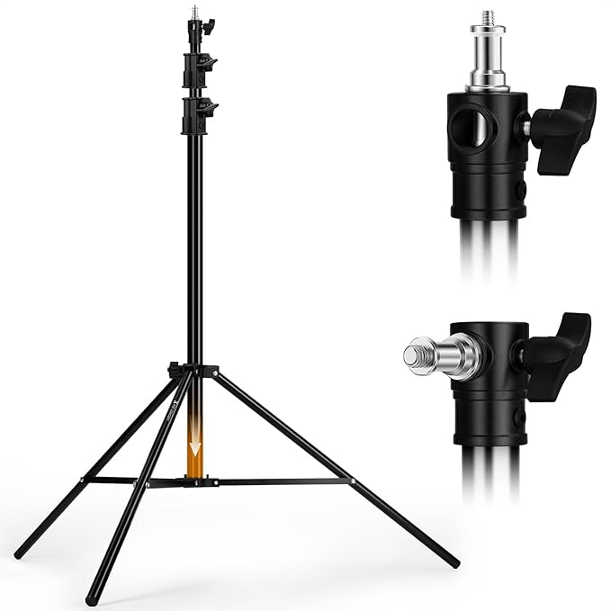 K&F CONCEPT Air Cushioned Light Stand, 41-110" Height, 1/4"-3/8" Adapter | 9.2ft Heavy Duty Photography Tripod Stand, Max Load 17.6 lbs, Sandbag Included for Studio Softbox COB Light, TL14
