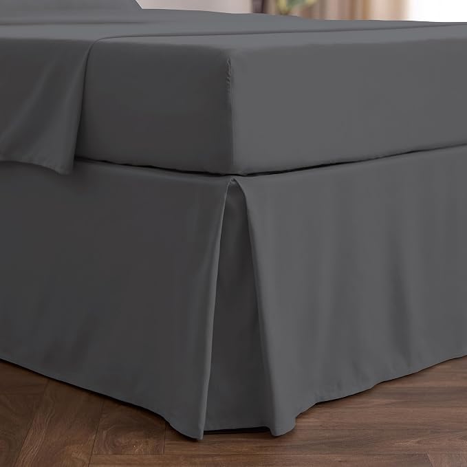Mellanni Bed Skirt Cal King Size - Tailored Drop Bed Skirting | 15-Inch Pleated Dust Ruffle - Hotel Luxury Bedding - Wrinkle, Fade, Stain Resistant - 1 Bedskirt (Cal King, Gray)