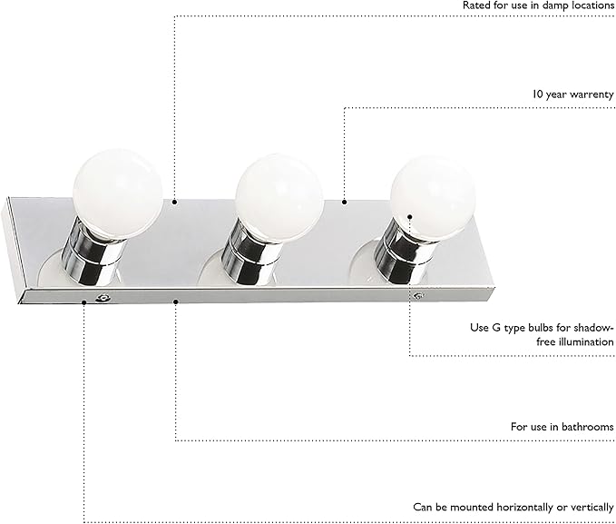 Design House 509653 5-Light Vanity Strip Light Contemporary Dimmable for Bathroom, Bedroom, Makeup Vanity, Polished Chrome | Dimmable, Wall Mount, Contemporary/Modern, Steel, Lighting, 509653