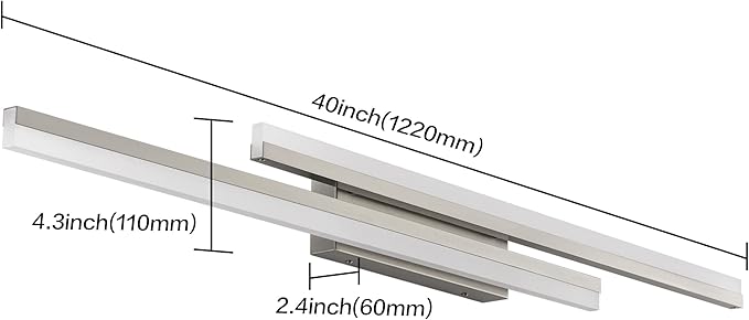 PRESDE 48 Inch LED Bathroom Vanity Light Bar, Modern Brushed Nickel Bath Lighting Fixture Over Mirror