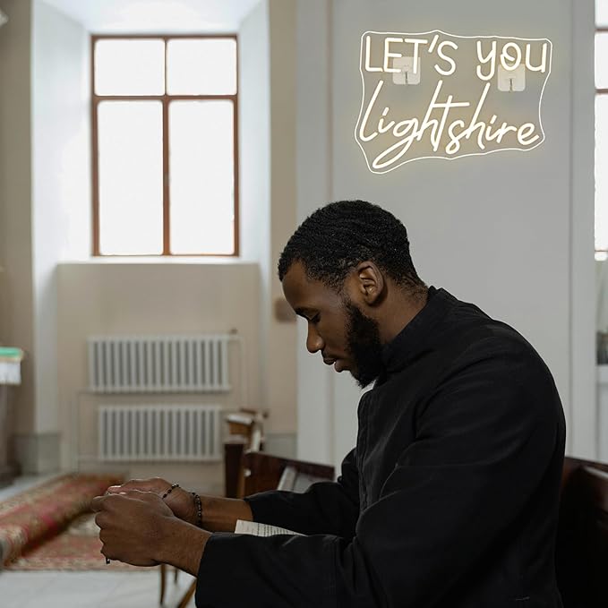 Lets Your Light Shine Neon Sign Christian Neon Light For Wall Decor Bible Verse Led Neon Signs Dimmable Light Up Signs For Wedding Bedroom Religious Jesus Prayer Room Decoration Gifts