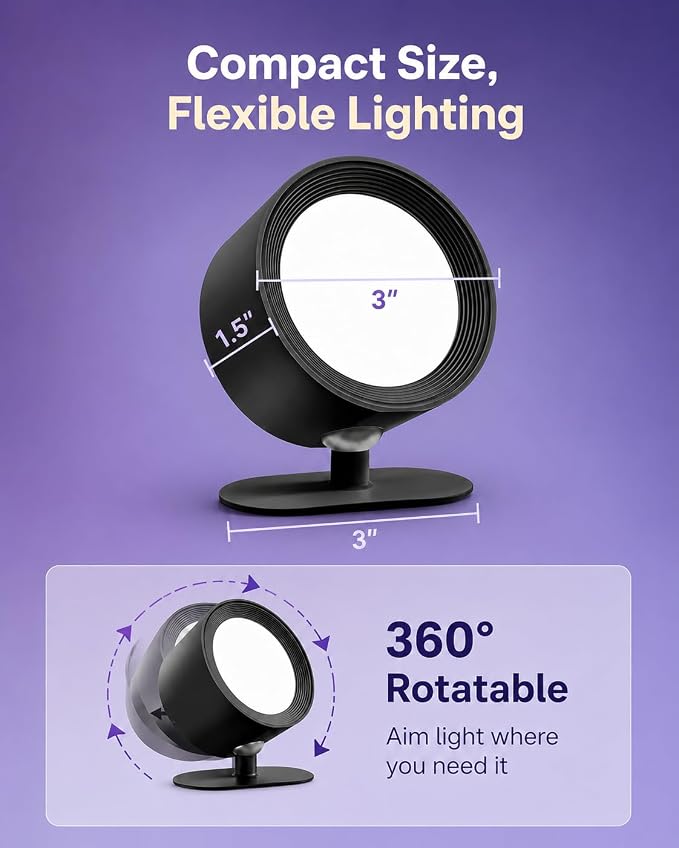 Rechargeable RGB Wall Sconces with Remote, Dimmable 360° Lights | 80 RGB Colors, 3 Color Temperatures, Remote and Touch Control, Ideal for Gaming Rooms and Bedrooms