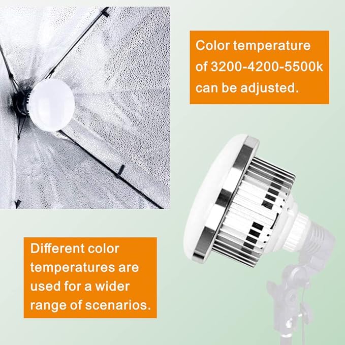 Skytex 2Pack 135W Photography Light Bulb Dimmable Tricolor LED Bulbs 2700-6400K Colour Temperatures Softbox Bulb in E27 Socket for Photography Photo Video Studio Lighting