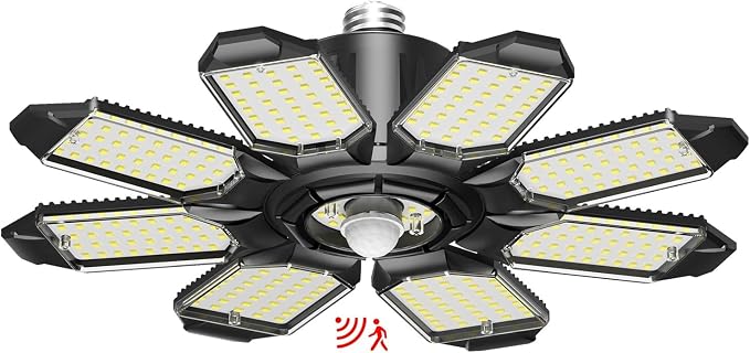Motion Sensor Garage Light, 25000LM 250W Garage Ceiling Led Motion Activated,Motion Sensor Light Indoor with Dusk to Dawn, E26 Screw in Shop Light for Basement Barn Attic Warehouse