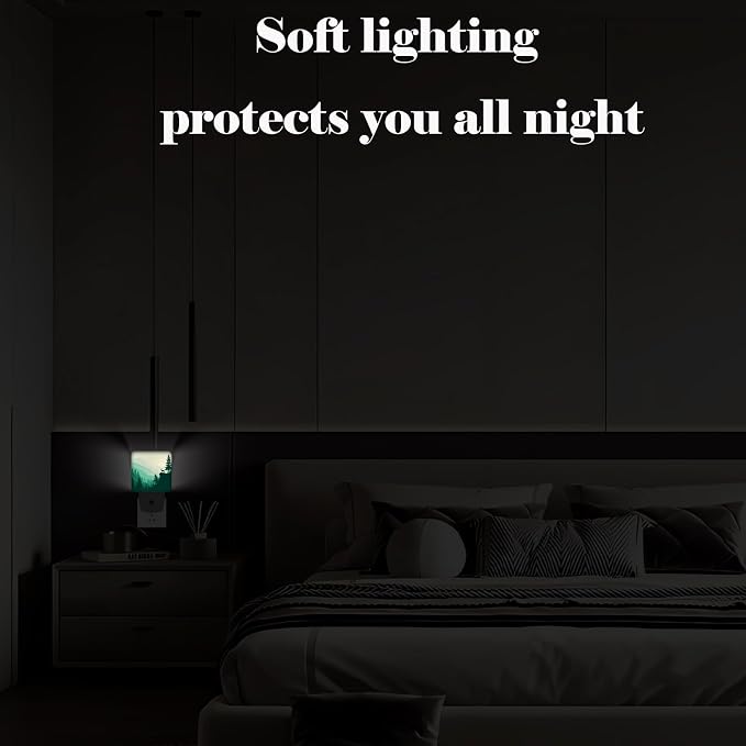 Misty Forests Night Light,Deer and Mountains Plug Into Wall with Dusk to Dawn Light Sensors,Warm Nightlights for Bedroom,Bathroom,Hallway,Kitchen,Gifts Ideal for Boys Girls Women Men