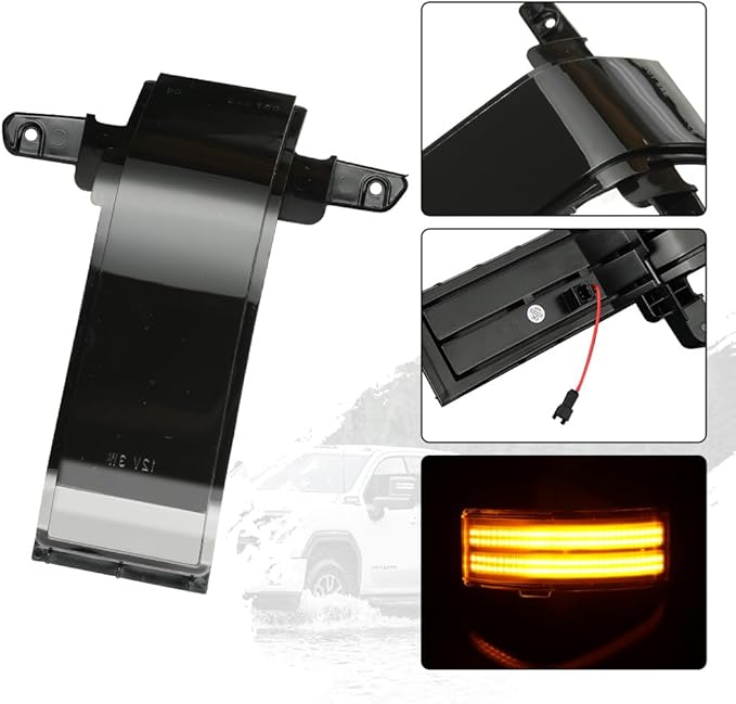 ROCCS Flash Yellow Full LED Side Tow Mirror Marker Light fit for 3rd Generation Chevy Silverado / 4th Generation GMC Sierra 2014–2019 OEM ONLY, Smoke Lens