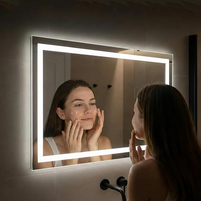 28"x 36" LED Bathroom Mirror with Lights, Backlit & Front Lit, Stepless Dimmable, Anti-Fog, 3 Colors Led Mirror, Memory Function, Led Vanity Mirror for Wall, Tempered Glass, ETL Listed