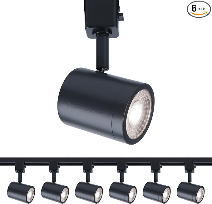 WAC Lighting Charge 8010 LED Adjustable Track Head 5-CCT Selectable 9W 865 Lumens Fully Dimmable in Black for H-Style 3 Wire Track (Pack of 6)