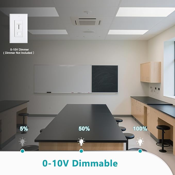 2x4 LED Flat Panel Light for Drop Ceiling 6 Pack | 0-10V Dimmable, 40W/50W/60W Selectable, 4CCT 3000K/4000K/5000K/6000K, Up to 6600LM, ETL Listed, 100-277V