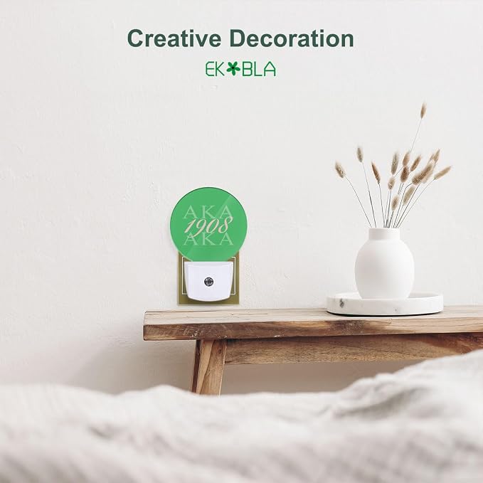 EKOBLA AKA 1908 Night Light, Also Known As Abbreviation Hip Hop Style Pink Green White Night Lights Plug Into Wall with Dusk to Dawn Auto Sensor for Bathroom, Hallway, Kitchen