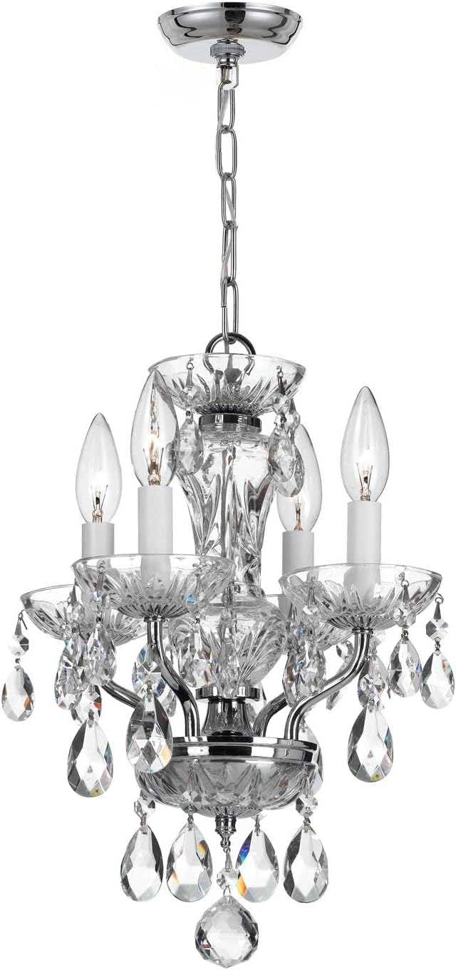 Crystorama Traditional Crystal 4 Light Strass Crystal Polished Chrome Mini Chandelier