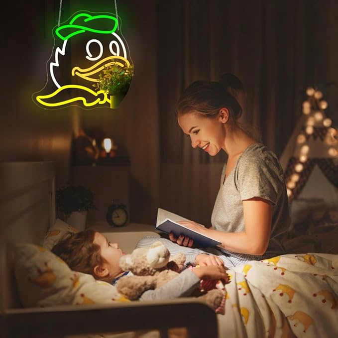 Neon Sign, Duck Neon Signs for Wall Decor LED Light up Signs Home Decor for Bedroom, Man Cave, Gaming Room, Party, Club, Pub, Bar Decoration Christmas Halloween Easter Gift USB Operated