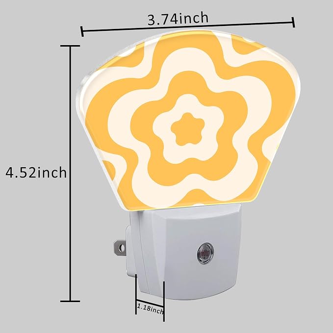 Retro Flower Swirl Night Light Plug into Wall, Yellow Flowers Night Light with Dusk to Dawn Sensor for Kid Girls Boys Women Men Bedroom, Hallway, Kitchen, Bathroom, Stairs Decor