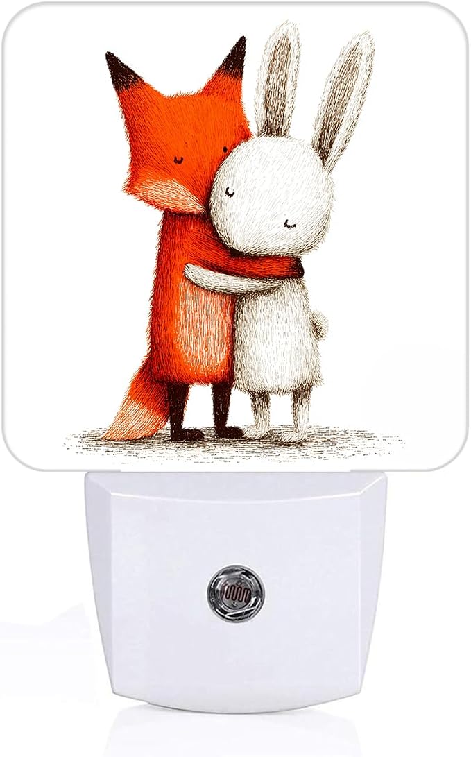 Fox and Hare Night Light，Plug-in Nightlights Auto Sensor Night Lamp Dusk-to-Dawn Lamp Home Decor for Nursery Children Girls Boys