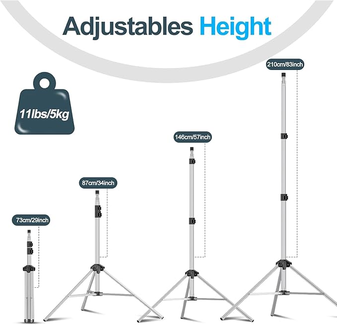 EMART 7 Ft Light Stand for Photography, Portable Photo Video Tripod Stand, 2 Pack Lighting Stand with Carry Case for Speedlight, Flash, Softbox,Strobe Light, Camera, Photographic Portrait -Silver