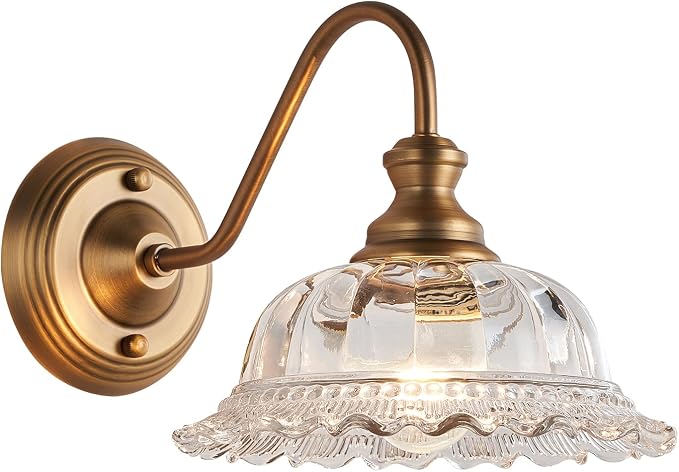 HDDFL Vintage Wall Scone Bedside Wall Lamp Matte Brass Bedside Light Fixtures Antique in Door Lighting Fixture for Living Room Porch Staircase Drawing Room Bedroom