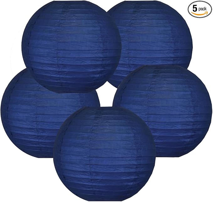 8 Inch Navy Blue Paper Lanterns Graduation Decorations 2025 Chinese lanterns Paper Lamp(Set of 5, Navy Blue)