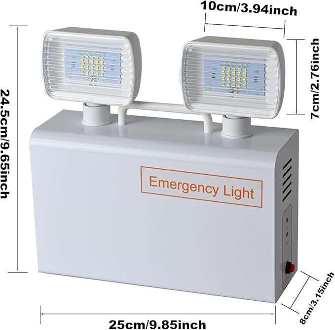 Emergency Light, 500lm 4Hours Battery Powered LED Backup Light Commercial Exit Fixtures for Business Home Office Night Power Failure Outage with Plug in Cord AC85-277V