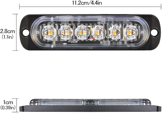 4-Pack 6 LED Amber Strobe Lights Vehicles Trucks Emergency Strobe Lights Kit 12V -24V Warning Hazard Flash Strobe Lights Bar Grill Grille Surface Mount Super Bright Waterproof