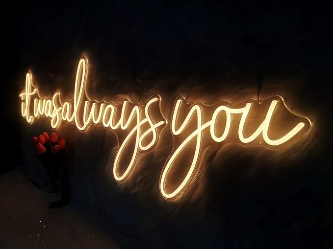 Super Large It Was Always You Neon Sign with Dimmable LED Light Wall Decor | Bedroom Living Room Bar Party Club Wedding Girls Birthday, 65.75 Inch, Warm White