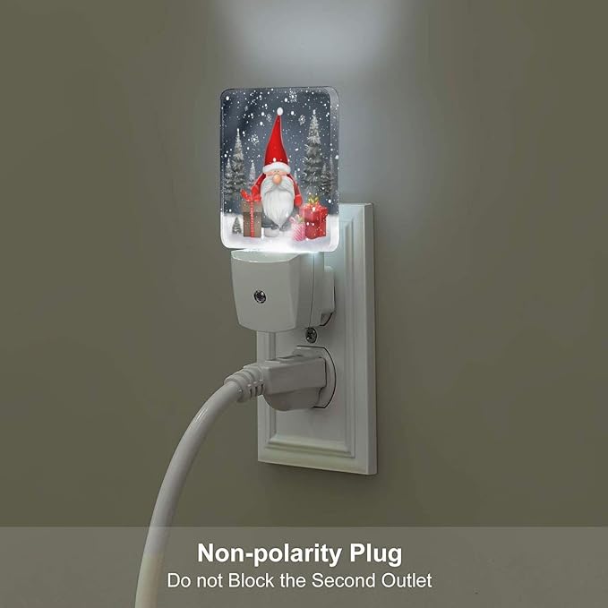 Christmas LED Plug-in Night Light 2-Pack, Auto Sensor Emergency Snowflake Nightlights Set of 2 for Dawn Bedroom Kitchen/Dusk Bathroom/Night Stairs Hallway Toilet