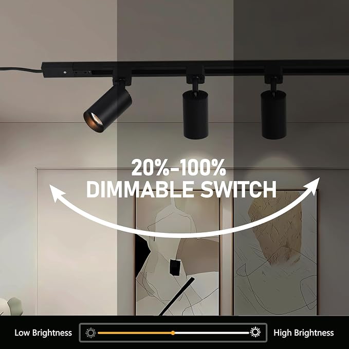 3-Color Dimmable Plug in Track Lighting with Power Cord, 3-Light Black | 13FT Dimmable Plug Cord | 3000K 4000K 6000K Adjustable | 6W GU10 Bulbs Included | LED Ceiling Spot Light Fixtures for Kitchen