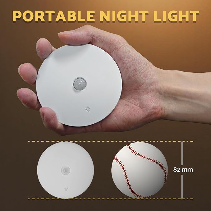 DAZZY DOT Battery Powered Night Light, 4 Pack Motion Sensor Light Indoor | 3 Color Temperature, Dimmable, Magnetic, Stick On Backlit Night Lights for Wall, Stairs, Bedroom, Bathroom, Hallway, Nursery
