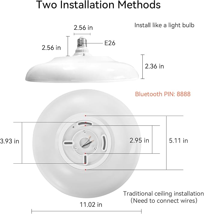 Smart Waterproof LED Flush Mount Ceiling Light Fixture,with Bluetooth Speaker,11 Inch,18 watt,Dimmable Music Lamp,RGB Color Changing Light with Remote Control,for Bathroom,Shower,Bedroom