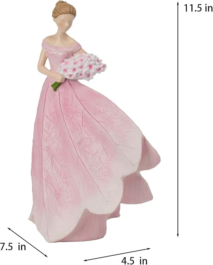 Guichifun Pink Leaf Angel Girls Fairy Statue Collection Home Decoration | Resin, Home Garden Patio Living Room Decor, Memorial Gift for Mom 7.5 x 4.5 x 11.5 Inch