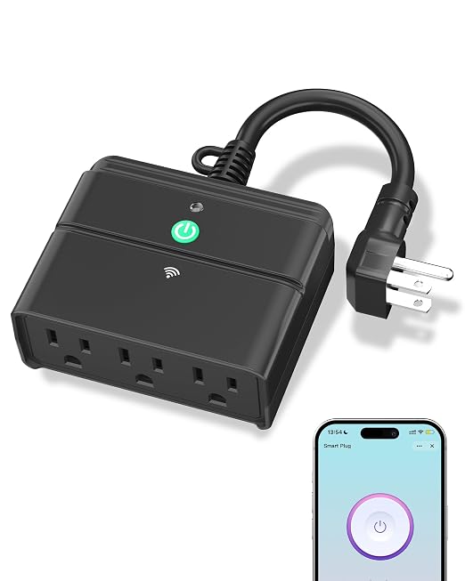 BN-LINK Outdoor Smart Wi-Fi Plug,Heavy Duty 3 Grounded Outlet Timer,2.4GHz | IP44 Weatherproof for Garden & Patio, Works with Alexa & Google Assistant, Voice & Remote Control, Schedule & Countdown