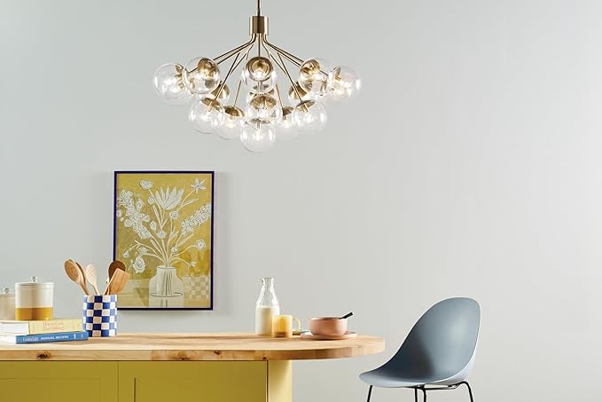 Kichler Silvarious 16-Light Convertible Chandelier, Soft Modern Light with Clear Glass in Champagne Bronze, for Dining Room, Living Room or Foyer (26" x 38"), 52702CPZCLR