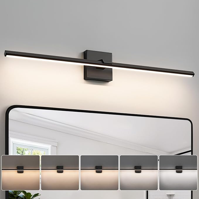 Modern Bathroom Vanity Light 32 Inch Matte Black Dimmable 5CCT LED Vanity Light Bar for Bathroom Lighting Fixtures Over Mirror Cabinets Bedroom, 24W
